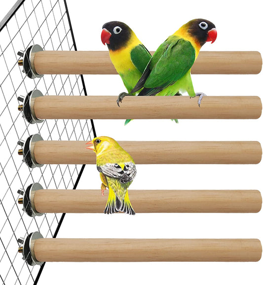 Bird Perch Bird Stand Bird Cage Accessories Natural Wood Perch 5-Piece Set for Birds